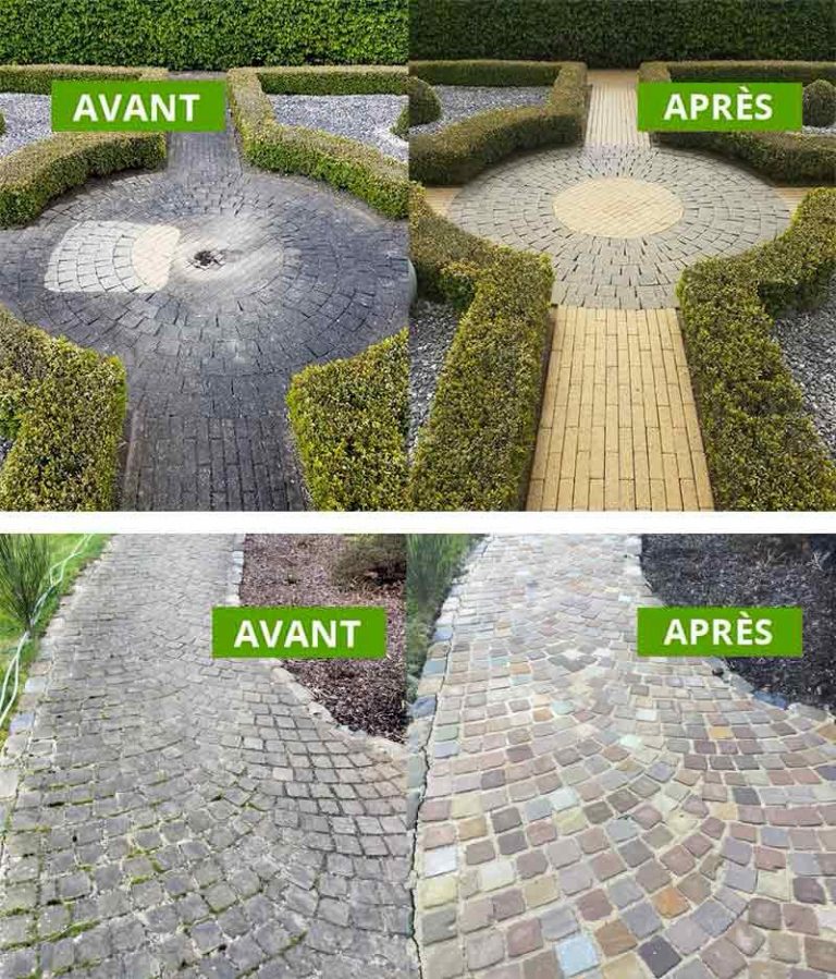 Photo avant après nettoyage de terrasse